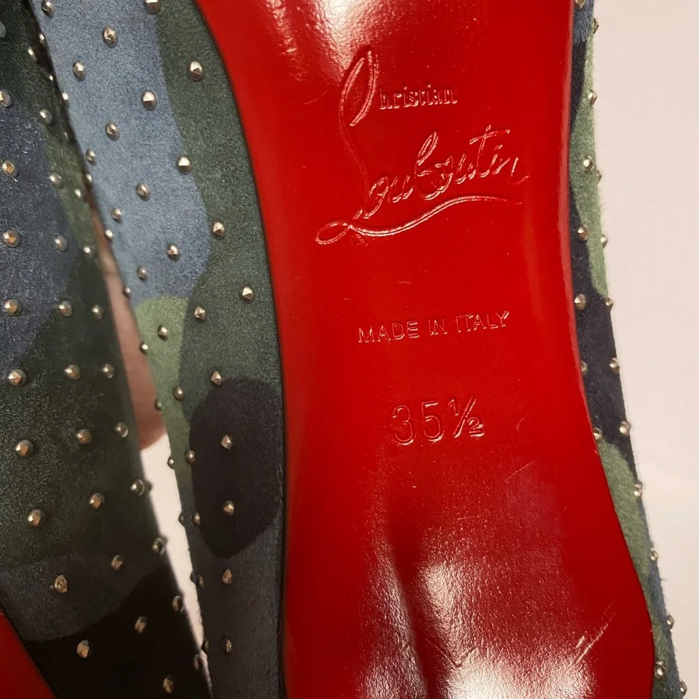 Christian Louboutin Kate plume suede pumps heels camo 35.5 - Picture 10 of 13